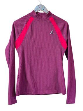 Jordan Women's Tight Fitted Ribbed Long Sleeve Mock Neck Top, Sz M